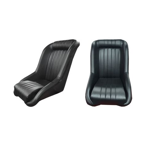 Classic Low Back Black Pu Leather Bucket Seats W Slide Rails Hot Rod Custom Autotecnica