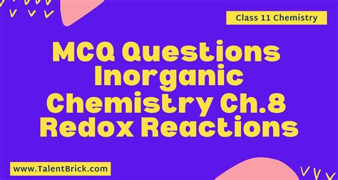 Mcq Questions Redox Reactions Inorganic Chemistry Class Chapter