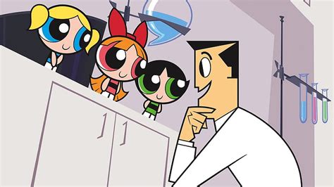 The Powerpuff Girls Blossom Bubbles And Buttercup On Top Of Cupboard