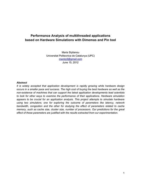 Performance Analysis Of Multithreaded Applications Based On Hardware