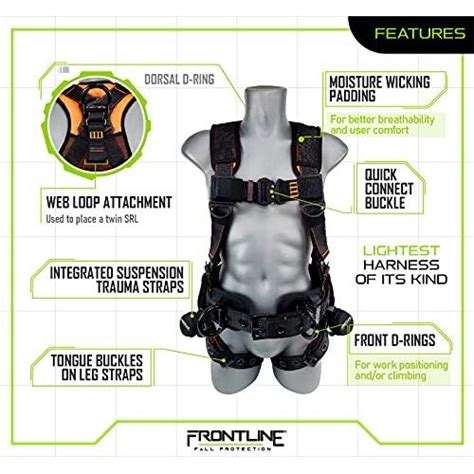 FRONTLINE FALL PROTECTION Arneses Anillo en D Múltiples estilos