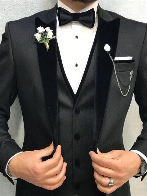 Pin On Wedding Suits Men Black Groom Suit Black Black