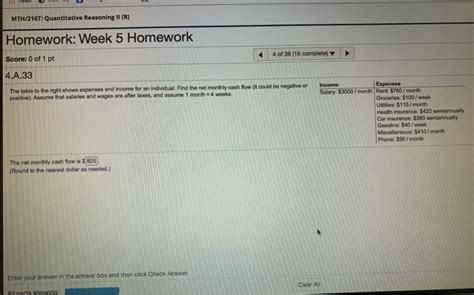 Solved MTH 216T Quantitative Reasoning II B Homework Chegg