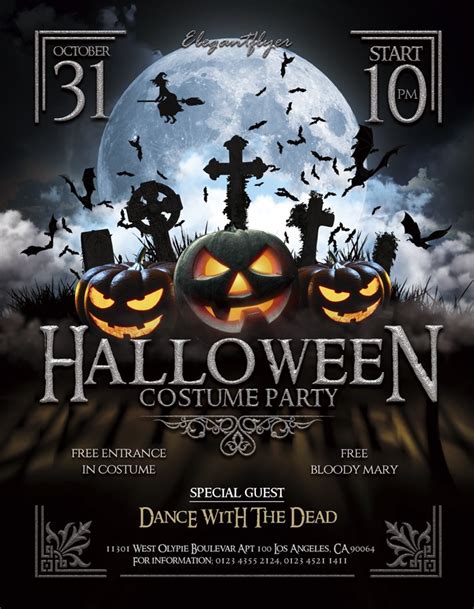 Black Dark Halloween Costume Party Premium Flyer Template Psd By