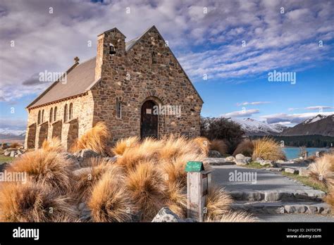 The Church Of Good Shepherd In Late Winter With Beautiful Snow Capped