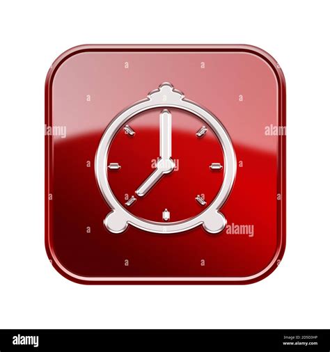 alarm clock icon glossy red, isolated on white background Stock Photo - Alamy