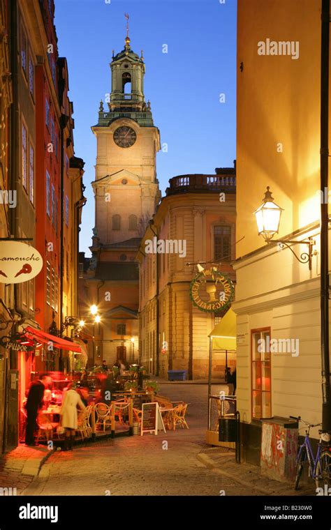 Stortorget Square And Storkyrkan Or Great Church At Dusk Gamla Stan