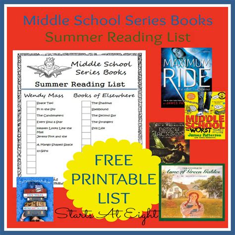 Middle School Series Books Summer Reading List ~ FREE PRINTABLE - StartsAtEight