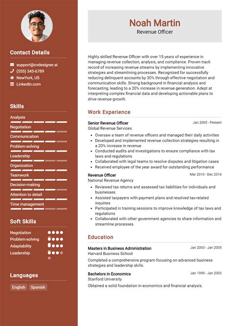 Revenue Officer Resume Example For 2024 Best Writing Guide CVDesigner Ai