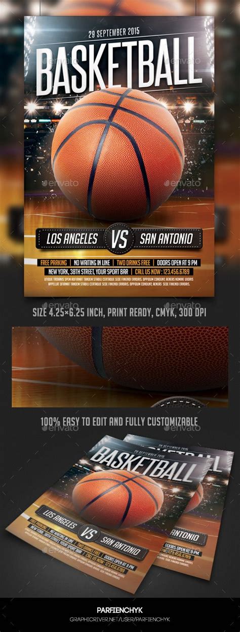 Basketball Game Flyer Template Description Psd File 425x625 Inches