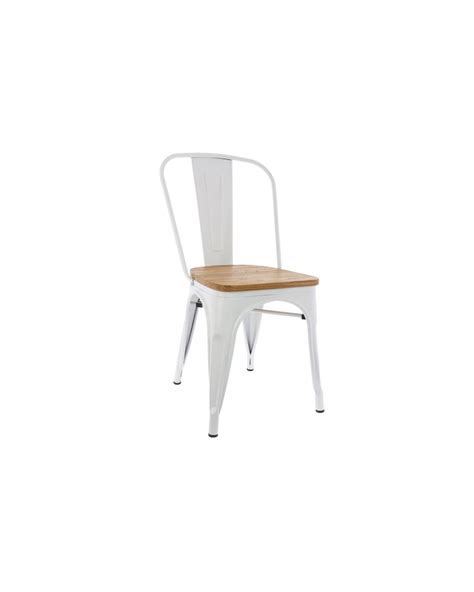 Silla Tolix Met Lica Vintage Asiento En Madera Blanco Electroventas