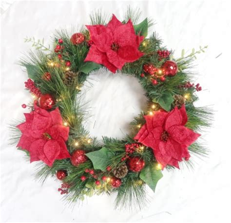 Holiday Home 24 In Led Poinsettia Wreath 1 Ct Ralphs