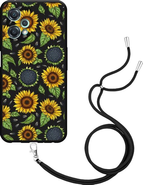 OnePlus Nord CE2 Lite Hoesje Met Koord Zwart Sunflowers Designed By