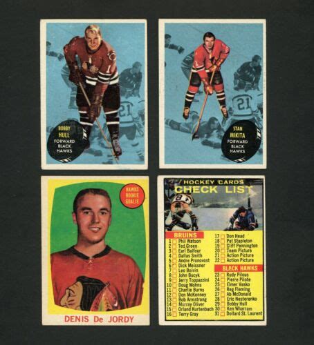 1961 62 Topps Hockey 4 29 Hull 36 Mikita 37 Dejordy Rc 66