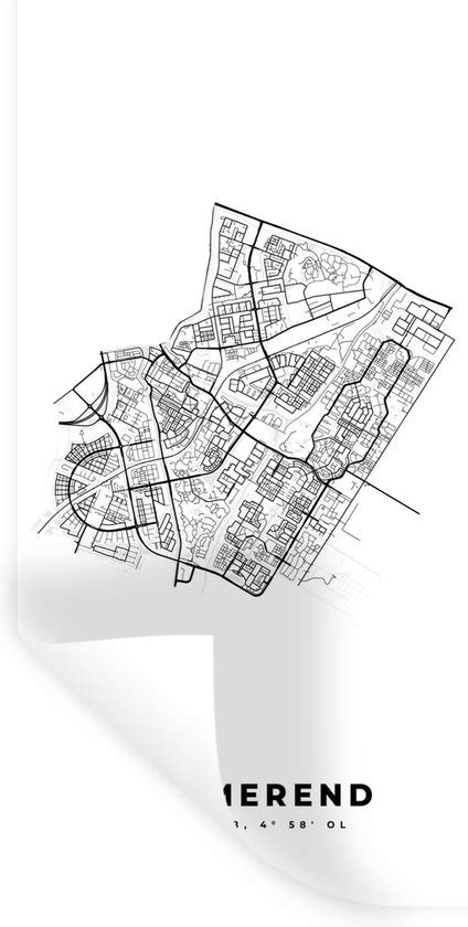 Muurstickers Sticker Folie Plattegrond Purmerend Zwart Wit