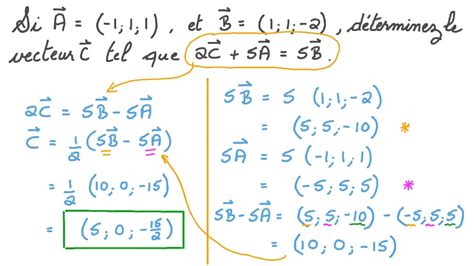 Vidéo Question Déterminer Un Vecteur Inconnu Dans Une équation