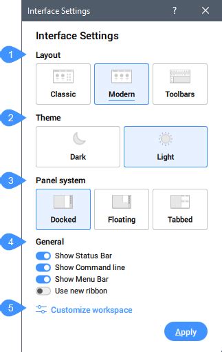 Interface Settings Dialog Box Bricscad Lite And Pro Bricsys Help Center