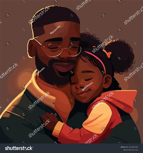 Black Dark Skinned Father Hugging His Daughter Royalty Free Stock