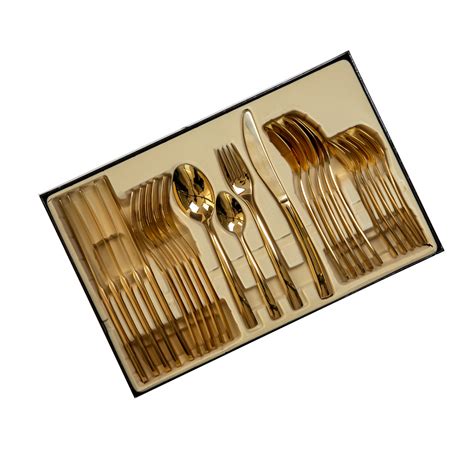 24 Piece Cutlery Set 24k Gold Plated Elite Luxury Gold Plating