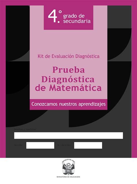 Prueba Diagnostica DE Matematica 4to Grado De Secundaria Kit De