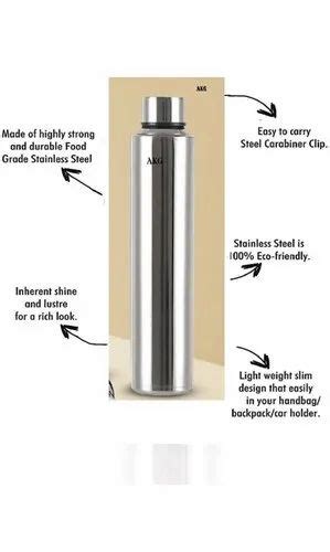 Standard Silver Stainless Steel Water Bottle L Leak Proof At Rs