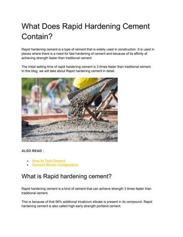 PROPERTIES OF RAPID HARDENING CEMENT by pwhite91 - Issuu