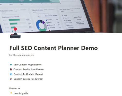 SEO Content Planner Calendar Notion Template