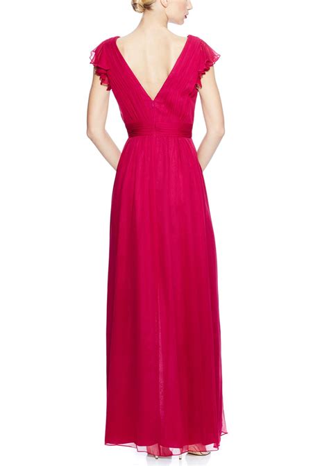 Jill Jill Stuart V Neck Flutter Pleat Gown