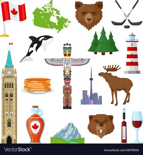 National Symbols Of Canada Set Royalty Free Vector Image Символы Канада