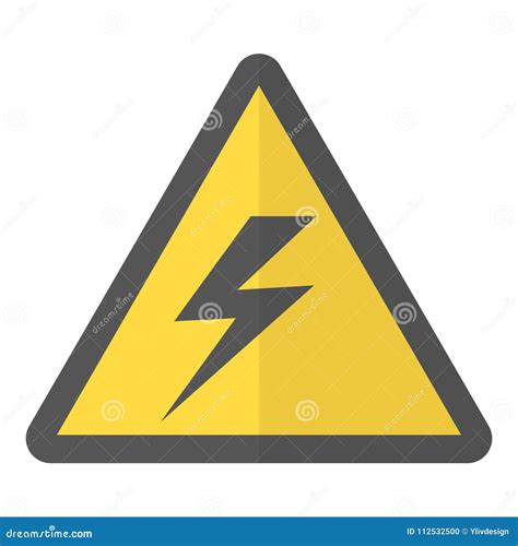 Electricity Warning Icon Flat Style Stock Vector Illustration Of