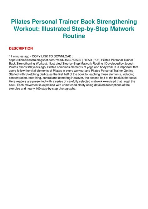 Ppt Pdf Pilates Personal Trainer Back Strengthening Workout