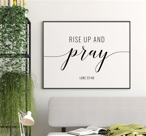 Rise Up And Pray Printable Art Luke 22 46 Bible Verse Wall Etsy