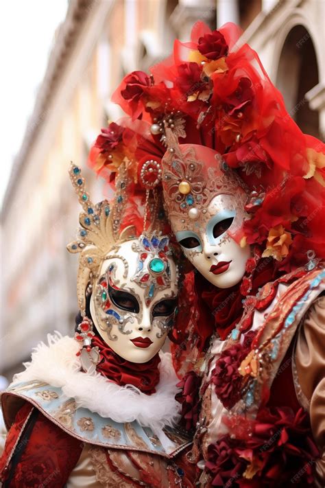 Premium Photo | A group of people celebrate the Venetian carnival