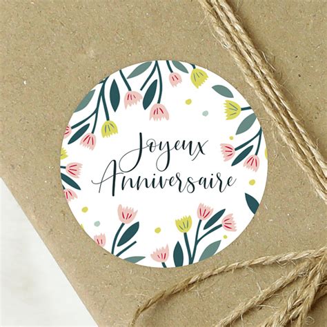 Sticker Anniversaire Floral Atmosph Re Popcarte