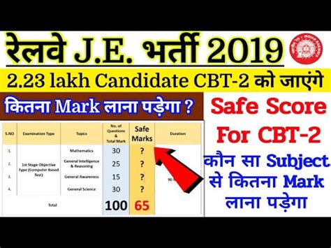 Railway Je Dms Cma Safe Score For Cbt Rrb Je Cbt Expected Cut