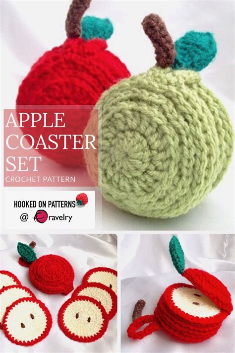 Sliced Apple Coaster Set Pattern By Ling Ryan Crochet Coasters