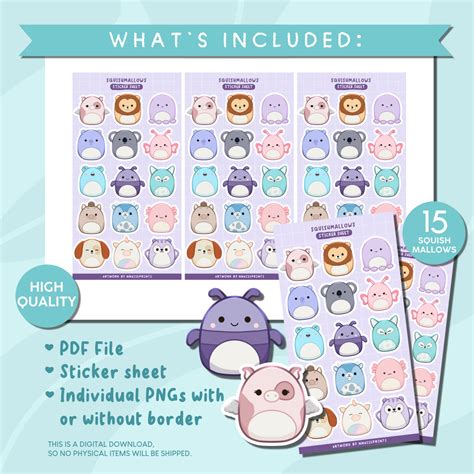 Squishmallows Sticker Set Printable Cute Squishmallows Sticker Sheet