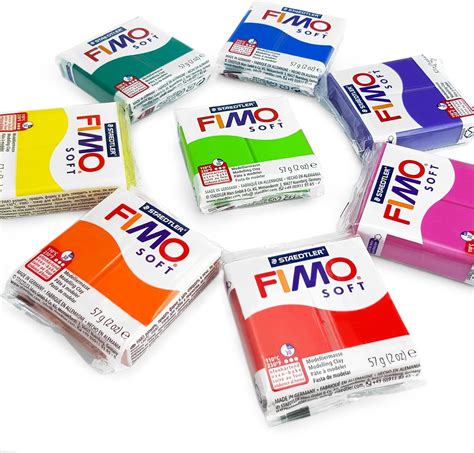 Fimo Soft Polymer Oven Modelling Clay 57g Set Of 8 Rainbow Colours Amazon Ca Home