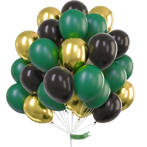 Buy Partywoo Black Gold And Green Balloons 60 Pcs 12 Inch Green