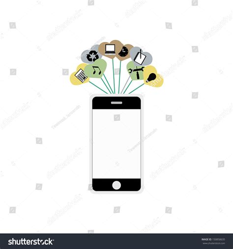 Mobile Phone Symbols Functions On White Stock Vector (Royalty Free