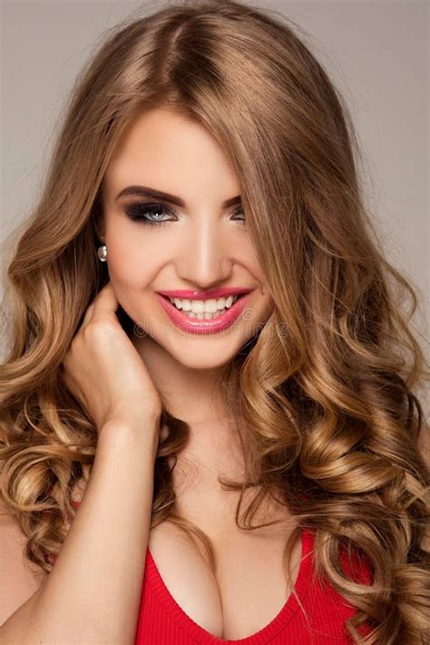 Beauty Portrait Of Blonde Woman With Glamour Makeup Stock Photo