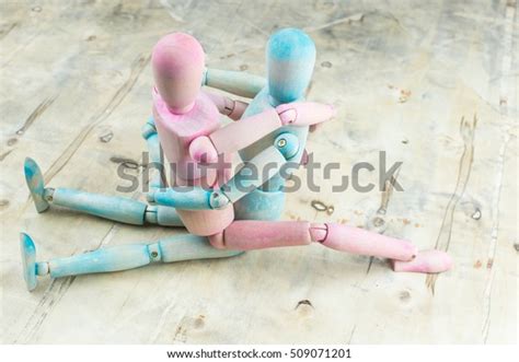 Kamasutra Wooden Dummy Intercourse Sex On Foto Stock