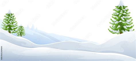 A snow winter Christmas landscape scene with snowy trees Stock Vector ...