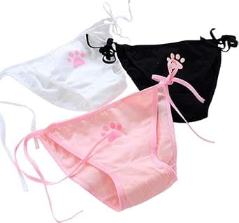 Cute Japanese Style Blue Pink Stripe Panties Bikini Cosplay Cotton Underwear Bandage Anime