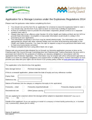 Explosive Storage Licence Application Doc Template Pdffiller