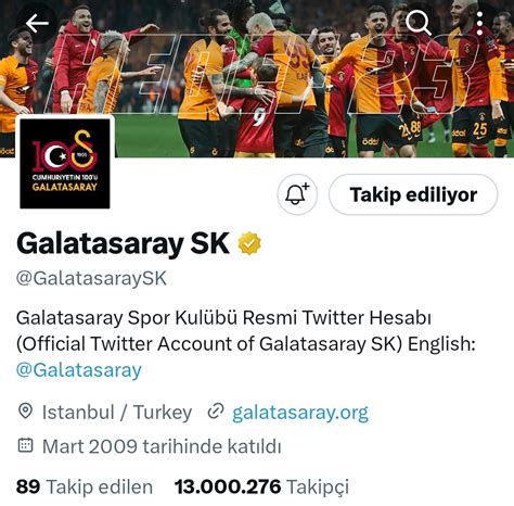 Le Marke Sports on Twitter Galatasaray resmi hesabı 13 milyon