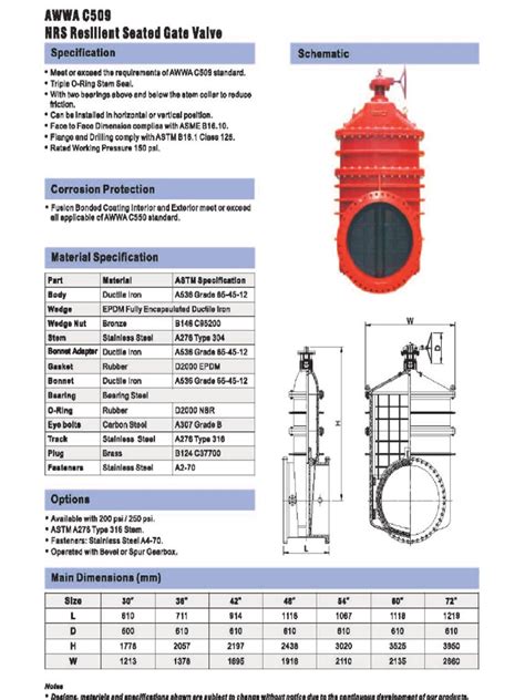 Dn1800 Resilient Seat Gate Valve Awwa C509 Pdf