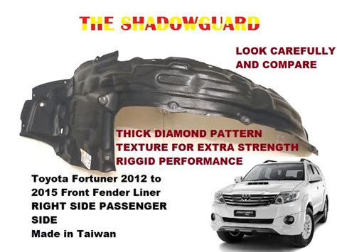 Toyota Fortuner 2012 To 2015 Front Fender Liner Right Side Passenger Side Flexible Made In