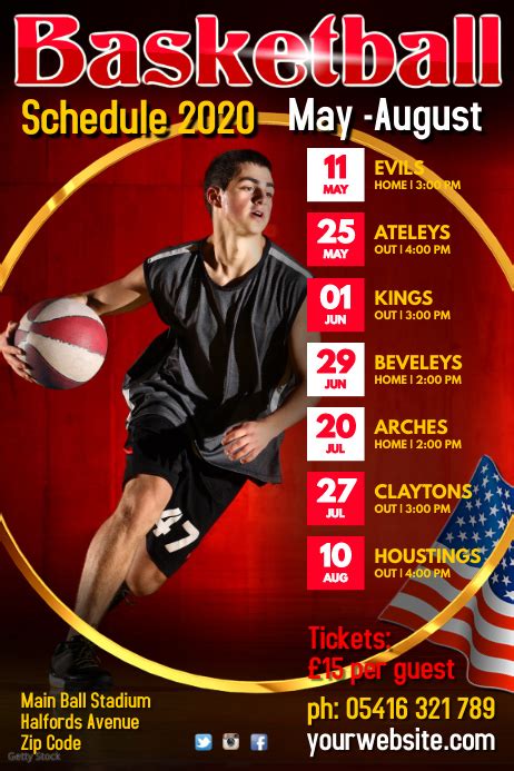 Basketball Team Schedule Template Postermywall