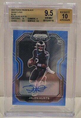 Panini Prizm Black Jalen Hurts Rc Auto Blue Bgs Gem Mint W